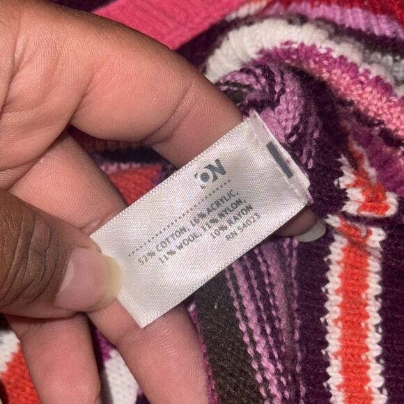 Old Navy Y2K Sweater Girl's XL Multicolor Pink Striped Knitted VNeck Long Sleeve - Picture 5 of 9